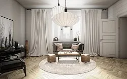 Kruhový koberec - Santi (béžový/biely)