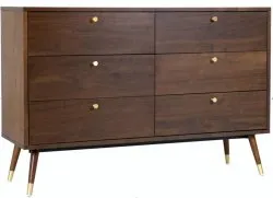 Byrå - Prime - 6 lådor (valnöt/mässing)