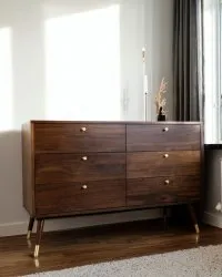 Byrå - Prime - 6 lådor (valnöt/mässing)