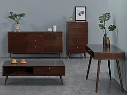 Byrå - Prime - 5 lådor (valnöt/mässing)