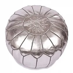 Sittpuff - Marockansk läderpuff (silver)