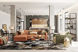 Koberec Wilton - Kvety (čierny/hnedý/biely)