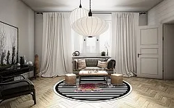 Kruhový koberec - Develi (čierna/biela)