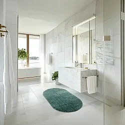 Oválny kúpeľňový koberec - Evena (tmavozelený)