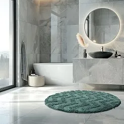 Kúpeľňová rohož okrúhla - Tressa (tmavozelená)