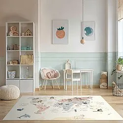 Detský koberec - Zvieracia mapa (béžový)