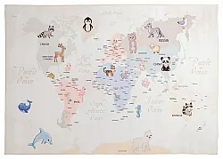 Detský koberec - Zvieracia mapa (béžový)