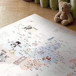 Detský koberec - Zvieracia mapa (béžový)