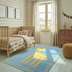 Detský koberec - Giraffe Hand Tufted Wool Premium (svetlomodrá/multi)