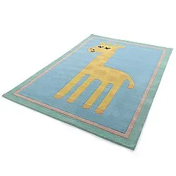Detský koberec - Giraffe Hand Tufted Wool Premium (svetlomodrá/multi)