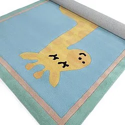 Detský koberec - Giraffe Hand Tufted Wool Premium (svetlomodrá/multi)