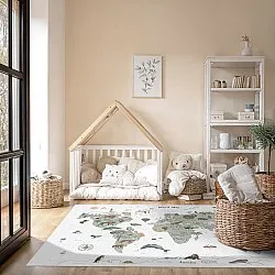 Detský koberec - Kids World Map (zelený)