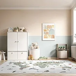Detský koberec - Kids World Map (zelený)