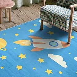 Detský koberec - Space Rocket (modrá)