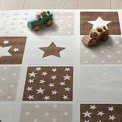 Detský koberec - Star Grid (krémová/hnedá)
