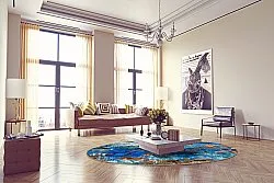 Kruhový koberec - Rillo (modrý)