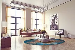 Kruhový koberec - Tierzo (modrý)