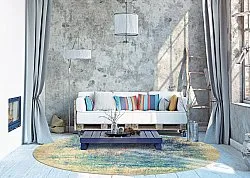 Kruhový koberec - Sierra (modrý)