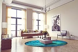 Kruhový koberec - Pardos (modrá)