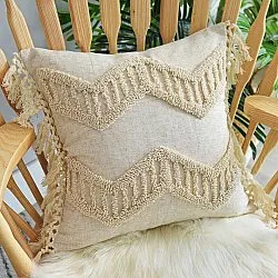 Puzdro na vankúš - Pompom Boho 45 x 45 cm (béžová)