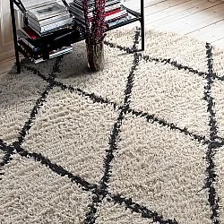Kolo koberce - Alcott Natural Cotton Shaggy (čierna/biela)