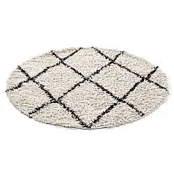 Kolo koberce - Alcott Natural Cotton Shaggy (čierna/biela)