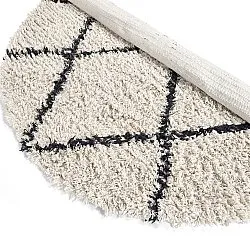 Kolo koberce - Alcott Natural Cotton Shaggy (čierna/biela)