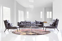 Kruhový koberec - Brendola (ružová/sivá/zlatá)