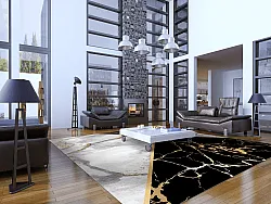 Koberec Wilton - Cassa (šedá/čierna/zlatá)