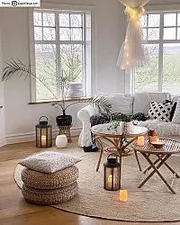 Kruhové koberce - Pletenina (juta)