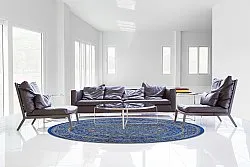 Kruhový koberec - Vinadio (modrá/zlatá)