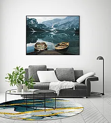 Kruhový koberec - Alvaro (modrý/biely/zlatý)