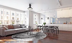 Kruhový koberec - Mramor (šedá/biela)