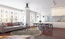 Kruhový koberec - Bouhjar (béžový/multicolor)