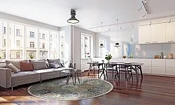 Kruhový koberec - Bohemia (modrý/multikolórový)