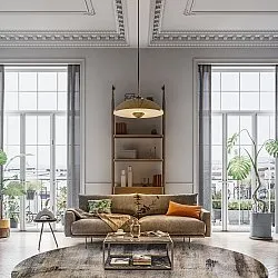 Kruhový koberec - Polia (šedý/hnedý)