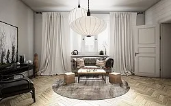 Kruhový koberec - Polia (šedý/hnedý)