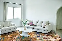 Kruhový koberec - Trepito (hnedý/modrý/multicolor)