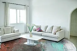 Kruhový koberec - Andali (šedá/červená/multicolor)