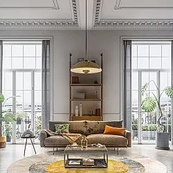 Kruhový koberec - Budoni (šedá/bežová/žltá)