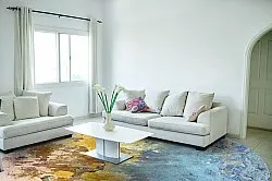 Kruhový koberec - Manlieu (modrý/multikolórový/zlatý)