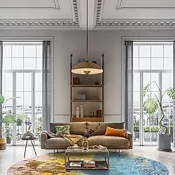 Kruhový koberec - Manlieu (modrý/multikolórový/zlatý)