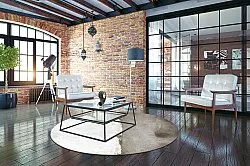 Koberec okrúhly - Prades (biela/sivá)