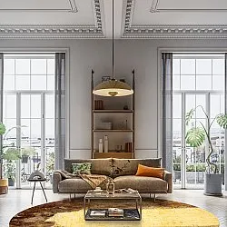 Kruhový koberec - Agost (hnedý/bežový)