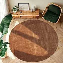 Kruhový koberec - Recycled PET s viskózovým vzhľadom (hnedý)