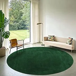 Kruhový koberec - Recyklovaný PET s viskózovým vzhľadom (zelená)