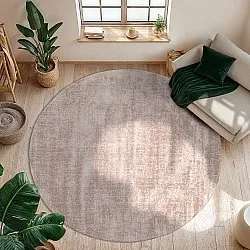 Kruhový koberec - Recycled PET s viskózovým vzhľadom (svetlohnedý)