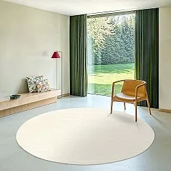 Kruhový koberec - Recyklovaný PET s viskózovým vzhľadom (offwhite)