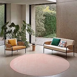 Kruhový koberec - Recyklovaný PET s viskózovým vzhľadom (ružový)