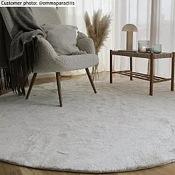 Kruhové koberce - Aranga Super Soft Fur (biela)